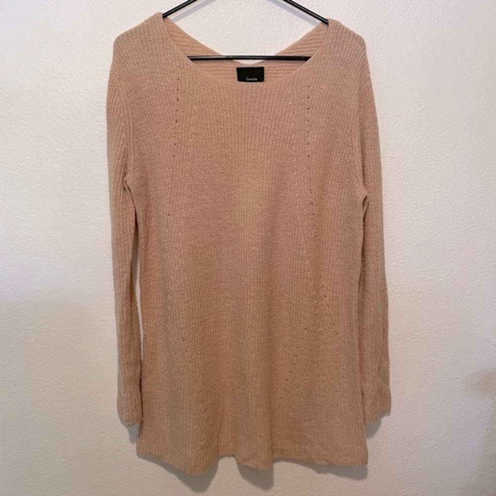 Pink Soft Pastel Peach Sweater Women’s Size Medium Scoop Neck